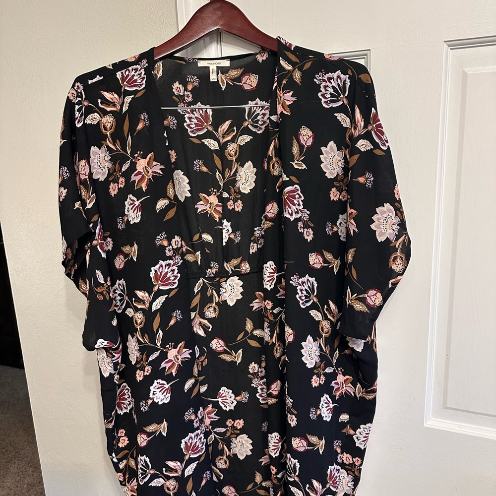 Maurices Black Floral Blouse